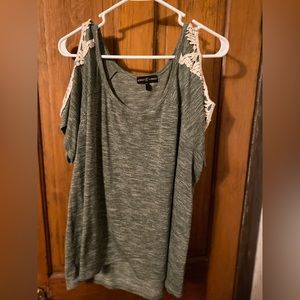 Green blouse. Short sleeve soft material.